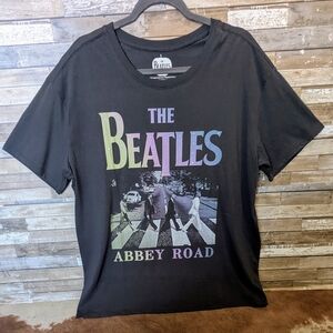 New The Beatles Abbey Road Black T-Shirt Embedded With Sequins